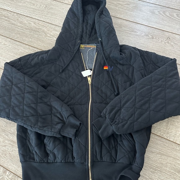 NWT XS AN Quilted Relaxed Pullover Hoodie - Picture 2 of 4